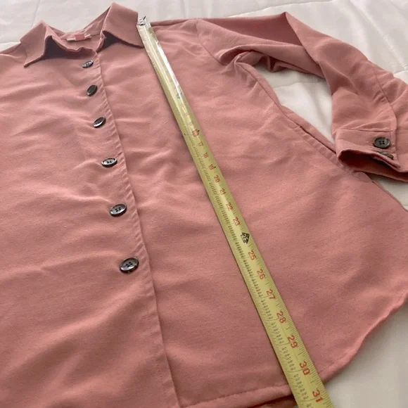 LuLaRoe Abigail XS solid dusty rose oversized light shacket w/ side pockets - Picture 3 of 9